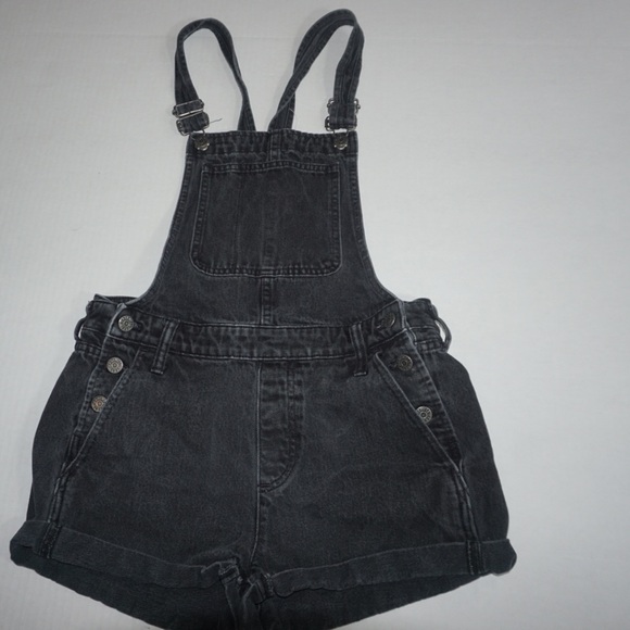 Black wash Madewell Overall Shorts shortalls size small - Picture 9 of 10